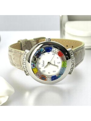 STAR 9 Murano Glas Schmuck Damenuhr Bunt Leder Armband elegant exklusiv Venedig Stil stilvoll