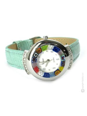 STAR 5 Exklusive Damenuhr Muranoglas Schmuck Leder Armband elegant stilvoll exklusiv