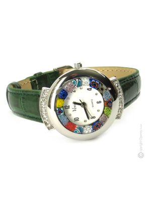 STAR 12 Muranoglas Schmuck Damenuhr Bunt Lederarmband Venedig Stil hochwertig exklusiv