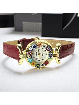 LADY ORO 5 Muranoglas Schmuck Damenuhr Bunt Murrine Italienisches Design hochwertig modern