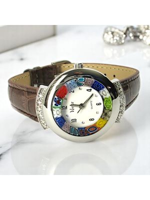 STAR 1 Muranoglas Schmuck Armbanduhr Damen Leder Armband elegant Italienisches Design