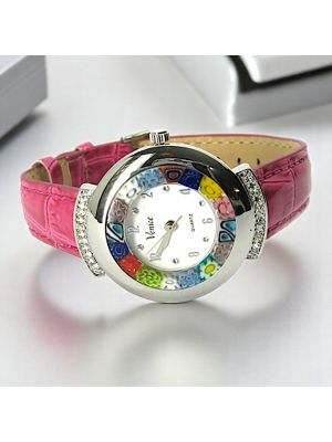 STAR 2 Muranoglas Schmuck Damenuhr Bunt Murrine Italienisches Design hochwertig exklusiv