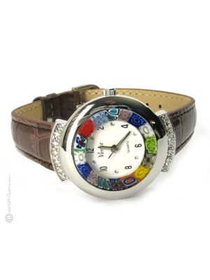 STAR 1 Muranoglas Schmuck Armbanduhr Damen Leder Armband elegant Italienisches Design
