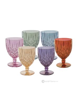 EDLES Set mit 6 authentischen handbemalten Weingläsern aus hochwertigem Glas.