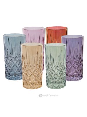 NOBLE-Set mit 6 authentischen, modernen, handbemalten Trinkgläsern aus hochwertigem Glas.