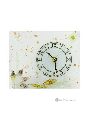 NINFEA – Tischuhr aus transparentem Glas mit 24 Karat Blattgold, Blumenmuster, handgefertigt