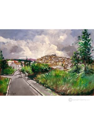 PANORAMA VON GRECI Acrylgemälde auf Leinwand modern Made in Italy
