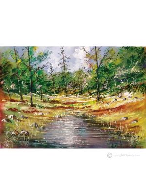 IM WALD LAUFEN Acrylgemälde auf Leinwand modern Made in Italy