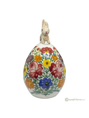 EI aus authentischer Kunstkeramik von Castelli, handgefertigt und bemalt, echtes Made in Italy.
