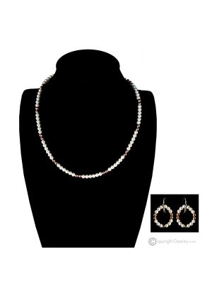 PRINCESSIN – Set aus Halskette und Ohrringen, Muschelkernperlen und Goldhämatit, handgefertigt.
