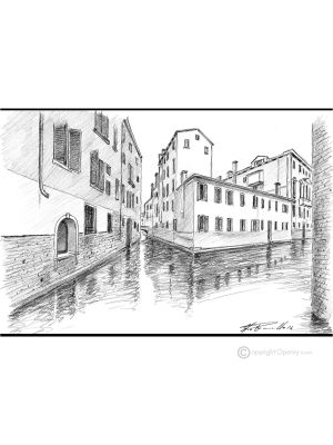 RIO DELLA FAVA - VENEDIG Bleistiftzeichnungen auf Papir modern Made in Italy