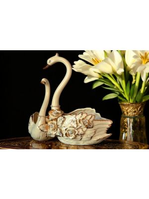 SCHWÄNE Exklusives Ornament aus Keramik im Barockstil mit Details aus 24 Karat Gold Made in Italy