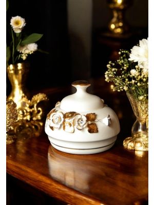 KEKSTOPF Exklusives Ornament aus Keramik Barockstil mit 24k Goldfarbe Swarovski-Kristalle