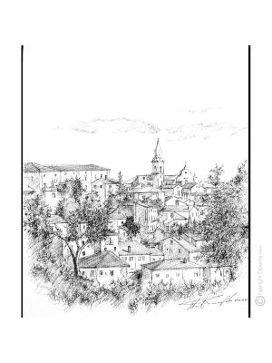 SANTA CROCE DEL SANNIO Füllerzeichnung auf Leinwand modern Made in Italy