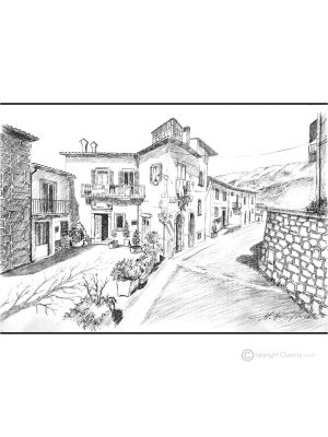 SCANNO Füllerzeichnung auf Leinwand modern Made in Italy