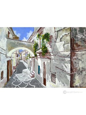 BLICK AUF ORSARA Acrylgemälde auf Leinwand modern Made in Italy