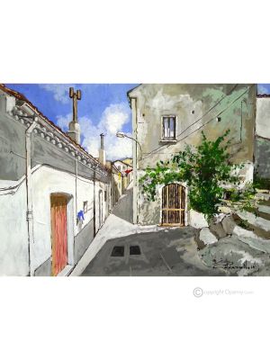 BLICK AUF ORSARA Acrylgemälde auf Leinwand modern Made in Italy