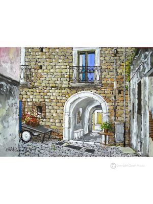 BLICK AUF ORSARA Acrylgemälde auf Leinwand modern Made in Italy