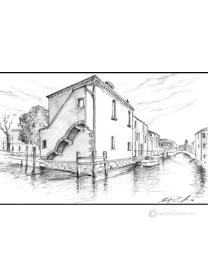 BLICK AUF VENEDIG Bleistiftzeichnungen auf Papir modern Made in Italy