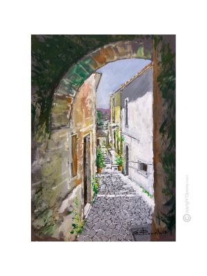 BLICK AUF LUCANO Acrylgemälde auf Leinwand modern Made in Italy