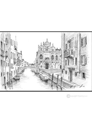 SCUOLA GRANDI S.MARCO - VENEDIG Bleistiftzeichnungen auf Papir modern Made in Italy