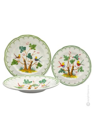 PIATTI UCCELLI Kollektion Tellerset Set Teller Geschirrset  handgemachte Castelli Keramik Made in Italy