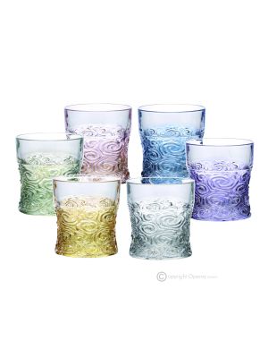SOUND Set mit 6 authentischen, modernen, handbemalten Wassergläsern aus hochwertigem Glas.