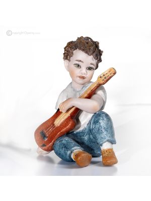 STEVE Musiker mit Capodimonte-Gitarre, reine Porzellanfigur.