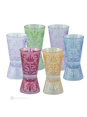 TATTOO Set mit 6 authentischen handbemalten Likörgläsern aus hochwertigem Glas.