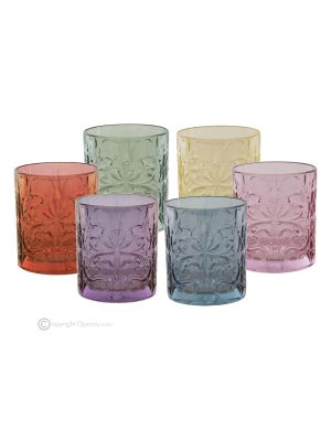 TATUAJE Set mit 6 authentischen, modernen, handbemalten Wassergläsern aus hochwertigem Glas.