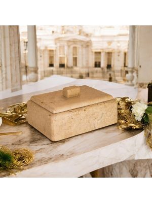 COFANETTO PORTAGIOIE MARMO TRAVERTINO ROMANO Schmuckkästchen Skulptur aus römischer Travertin Marmor  handgemacht authentisch Made in Italy