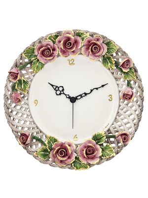 OROLOGIO ROSA Künstlerische Keramikwanduhr im Barockstil handgemacht handbemalt authentisch Made in Italy