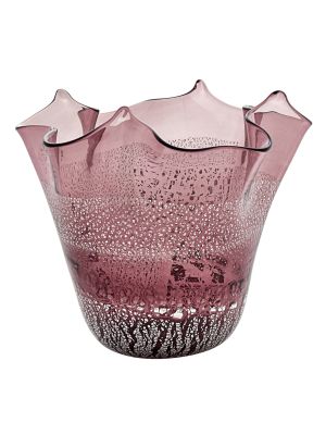 FAZZOLETTO FASCIA ARGENTO Murano Glas Schale Vase Blattsilber 925 Murrine Made in Italy