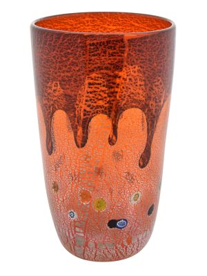 GOCCIA 97F Italienische Vase Murano Glas Deko mundgeblasen 925 Blattsilber edel Venedig Stil