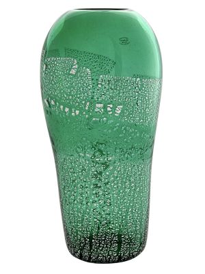 ARGENTO 32 Italienische Vase Murano Glas Deko mundgeblasen Blumenvase vintage 925 Blattsilber