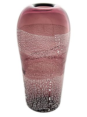 ARGENTO 36 Exklusive Vase Murano Glas Deko mundgeblasen 925 Blattsilber elegant Blumenvase
