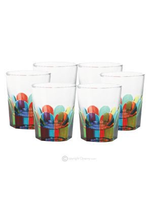 BICCHIERI PIEMONTESE Set 6 Likörgläser handbemalt superior Klangglas Venedig authentisch Made in Italy 