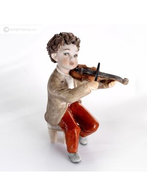 VITO Musikerfigur mit Geige, reines italienisches Kunstporzellan.