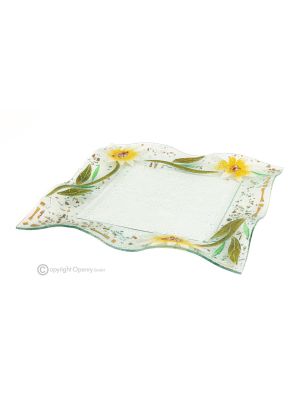 GERBERA – Tablett, Servierplatte, Tafelaufsatz aus Kunstglas, handgefertigt