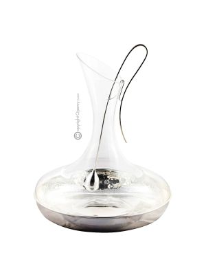 DEKANTER MIT SILBERNEM INFUSER mit Versielberten Boden Weindekanter Wasserdekanter in eleganter Kombination aus Kristall und Versilbert Edelmetalle Handarbeit Made in Italy  *1,5l