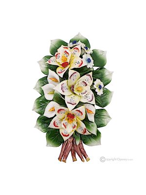 ORCHIDEEN - Blumenzweig zum Aufhängen, feines Capodimonte-Porzellan, dekorativ