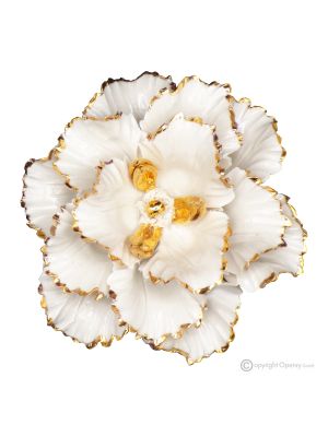 PPAPAVERO GOLD – Hängende Blume aus Capodimonte-Porzellan, Details aus 24-karätigem Gold