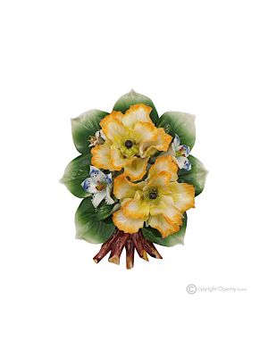 MOHNBLUMEN Wandzweig, feines Capodimonte-Porzellan, handgefertigt, modern
