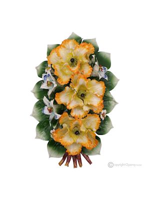 Mohnblumen-Wandzweig, handgefertigt aus exklusivem Capodimonte-Porzellan
