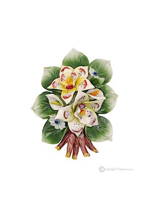 ORCHIDEEN - Blumenzweig zum Hängen, feines Capodimonte-Porzellan, handgefertigt