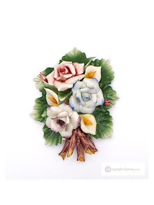 CALLE ROSE - Blumenzweig zum Aufhängen, feines Capodimonte-Porzellan, handgefertigt