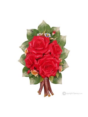 ROSEN - Blumenkomposition für die Wand, feine Capodimonte-Keramik, handgefertigt