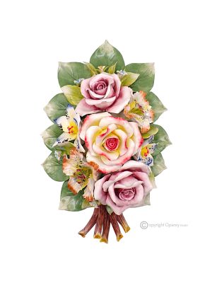 ROSEN - Florale Wandkomposition, hochwertige Capodimonte-Keramik, handgefertigt.