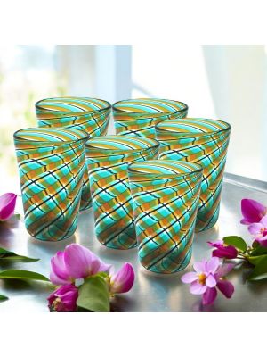 ACQUA CANNE Set 6 Tumbler Trinkgläser aus Muranoglas Made in Italy
