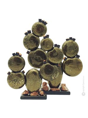 KAKTUS mundgeblasenes Muranoglas Blattgold 24K authentisches Made in Italy